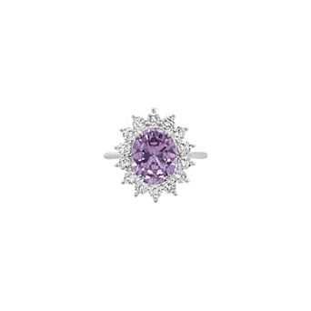 PRIMROSE Fine Silver-Plated Nano Stone & Cubic Zirconia Flower Ring