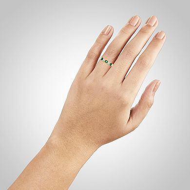 PRIMROSE 14k Gold Flash Plated Green Nano & Cubic Zirconia Round Band Ring