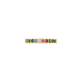 PRIMROSE 14k Gold Flash Plated Multi Gemstone Channel Band Ring