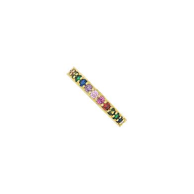 PRIMROSE 14k Gold Flash Plated Multi Gemstone Channel Band Ring