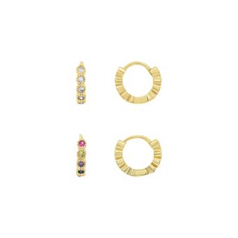 PRIMROSE Nano Stone & Cubic Zirconia Hoop Earrings Set