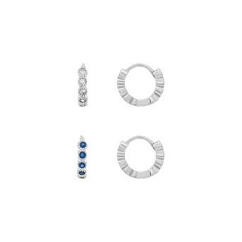 PRIMROSE Nano Stone & Cubic Zirconia Hoop Earrings Set