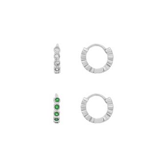 PRIMROSE Nano Stone & Cubic Zirconia Hoop Earrings Set