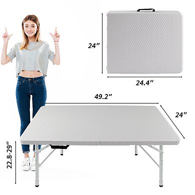 ELEMENT ACE 4ft Rattan Folding Table Indoor Outdoor Portable Foldable Plaited Table