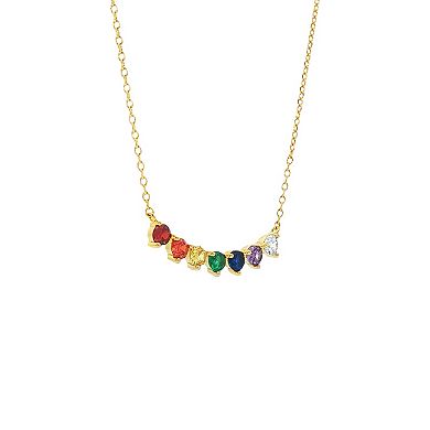 PRIMROSE 14k Gold Flash Plated Cubic Zirconia Multi-Color Bar Pendant Necklace