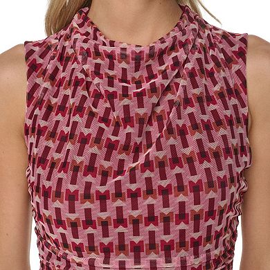 Women's Andrew Marc Sleeveless Mesh Side Ruched Dress