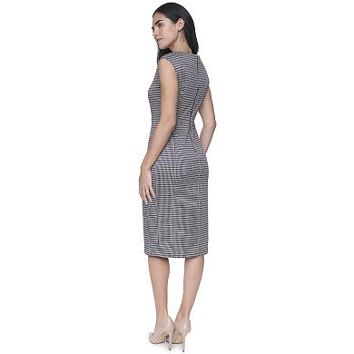 Women's Andrew Marc Novelty Checked Cap Sleeves Dress