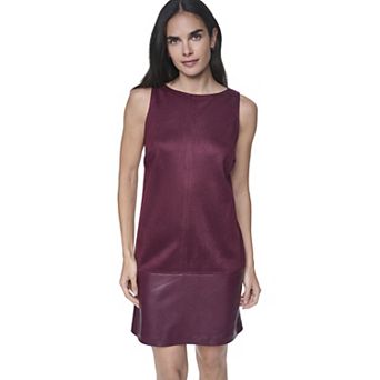 Women's Andrew Marc Dual Fabric Sleeveless Shift Dress