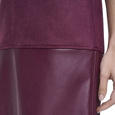Women's Andrew Marc Dual Fabric Sleeveless Shift Dress