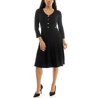 Women's Nina Leonard Elbow Sleeve V-Neck Sweater Dress