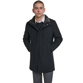 Men's Kenneth Cole Reaction Faux Wool Coat with Faux Fur Detail