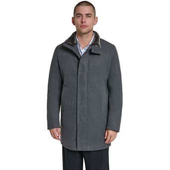 Men's Kenneth Cole Reaction Faux Wool Coat with Faux Fur Detail