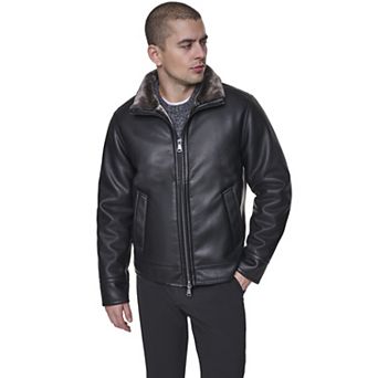 Men's Kenneth Cole Reaction Bonded Shearling Zip Up Coat