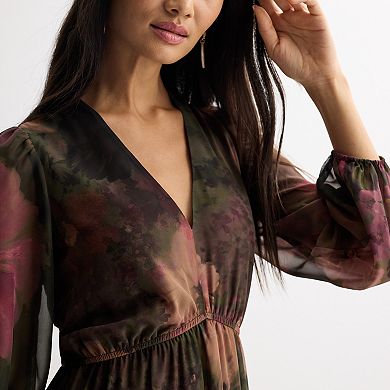 Women's Robbie Bee Long Sleeve V-Neck Tiered Dress