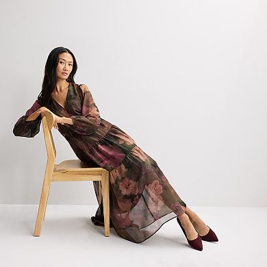 Women's Robbie Bee Long Sleeve V-Neck Tiered Dress