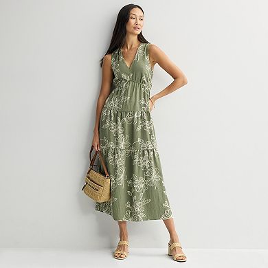 Women's Robbie Bee Sleeveless V-Neck Tiered Dress