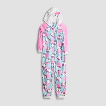 Girls 4-10 Hello Kitty Hooded Fleece One-Piece Pajamas