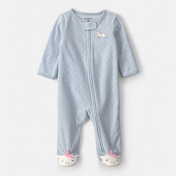 Baby Girl Carter's Fleece 2-Way Zip Sleep & Play Pajamas