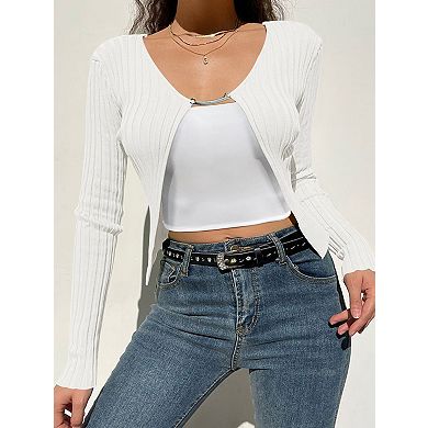 Women's Cropped Cardigans Sweaters Open Front Long Sleeve Bolero Shrugs for Dresses