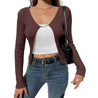 Women's Cropped Cardigans Sweaters Open Front Long Sleeve Bolero Shrugs for Dresses