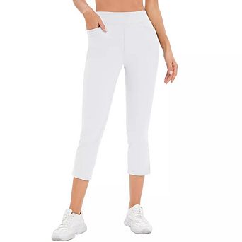 Women Capris Leggings with Pockets Workout High Waist Athletic Yoga Pants Running Hiking