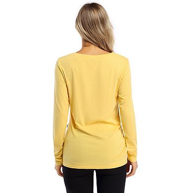 Maternity Shirt Long Sleeve Basic Top Ruch Sides Bodycon Tshirt for Pregnant Women
