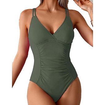 Women's One Piece Swimsuit Summer Bathing Suit Tummy Control V Neck Swimwear