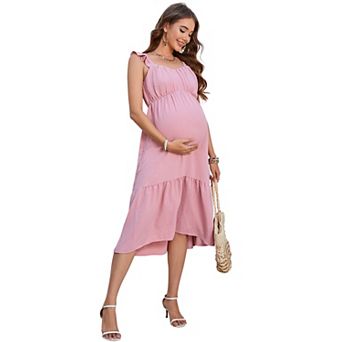 Women's Square Neck Boho Maternity Dress for Summer