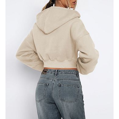 Women's Oversized Zip Up Hoodie Trendy Jacket Loose Fall Tops