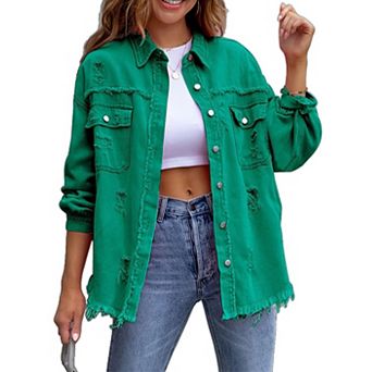 Women's Jean Jacket Classic Basic Button Down Long Sleeves Casual with Pockets