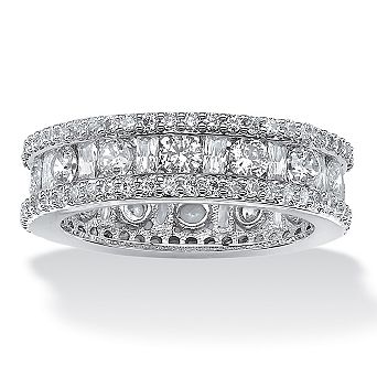 PalmBeach Jewelry 3.22 TCW Cubic Zirconia Eternity Ring Platinum-plated Sterling Silver