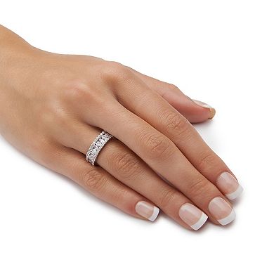 PalmBeach Jewelry 3.22 TCW Cubic Zirconia Eternity Ring Platinum-plated Sterling Silver