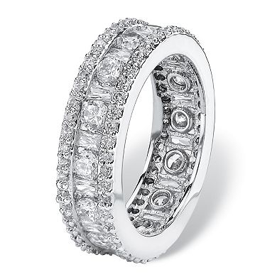 PalmBeach Jewelry 3.22 TCW Cubic Zirconia Eternity Ring Platinum-plated Sterling Silver