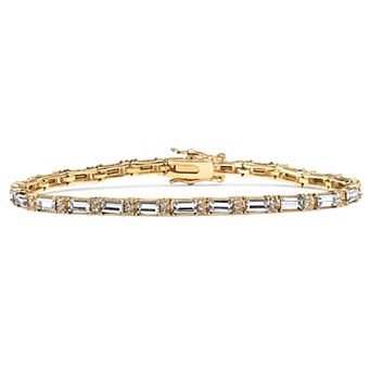 PalmBeach Jewelry Simulated Birthstone Gold-Plated Tennis Bracelet