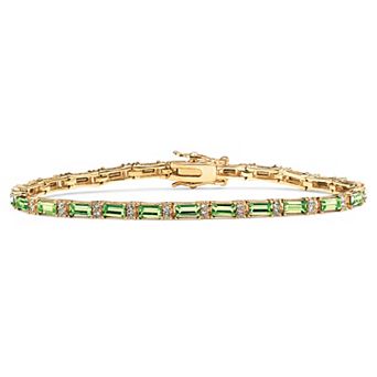 PalmBeach Jewelry Simulated Birthstone Gold-Plated Tennis Bracelet