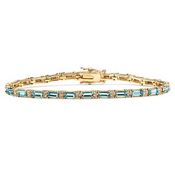 PalmBeach Jewelry Simulated Birthstone Gold-Plated Tennis Bracelet