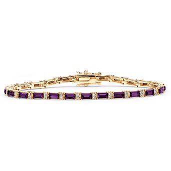 PalmBeach Jewelry Simulated Birthstone Gold-Plated Tennis Bracelet
