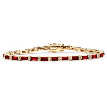PalmBeach Jewelry Simulated Birthstone Gold-Plated Tennis Bracelet