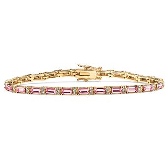 PalmBeach Jewelry Simulated Birthstone Gold-Plated Tennis Bracelet