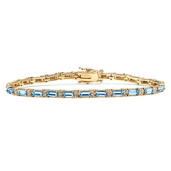 PalmBeach Jewelry Simulated Birthstone Gold-Plated Tennis Bracelet