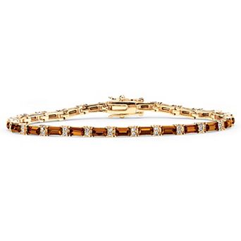 PalmBeach Jewelry Simulated Birthstone Gold-Plated Tennis Bracelet