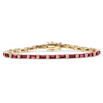 PalmBeach Jewelry Simulated Birthstone Gold-Plated Tennis Bracelet