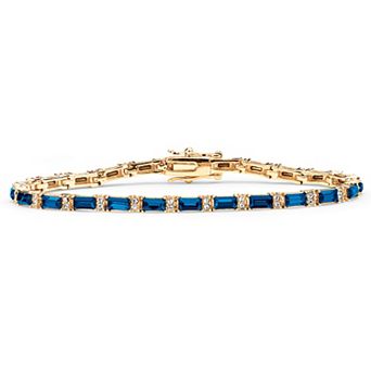 PalmBeach Jewelry Simulated Birthstone Gold-Plated Tennis Bracelet