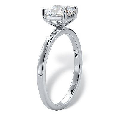 PalmBeach Jewelry 1.16 Cttw. Princess-Cut Platinum-Plated Silver White Sapphire Engagement Ring