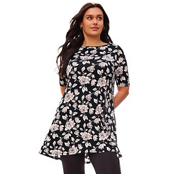 Avenue Women's Plus Size Boatneck Swing Tunic
