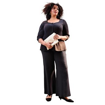 Avenue Women's Plus Size Ponte Wide Leg Pant