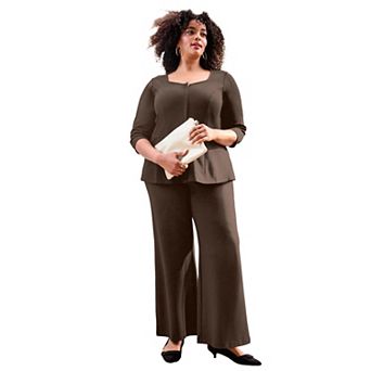 Avenue Women's Plus Size Ponte Wide Leg Pant