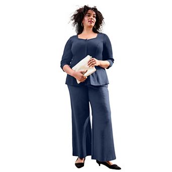 Avenue Women's Plus Size Ponte Wide Leg Pant