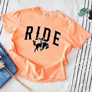 Ride Cowboy Arched - Women's Garment Dyed Graphic T-Shirt