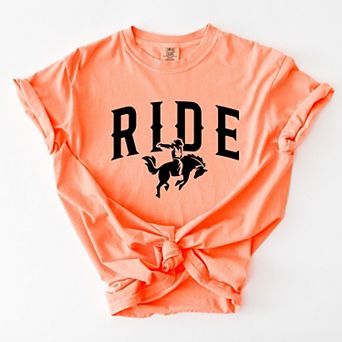 Ride Cowboy Arched - Women's Garment Dyed Graphic T-Shirt